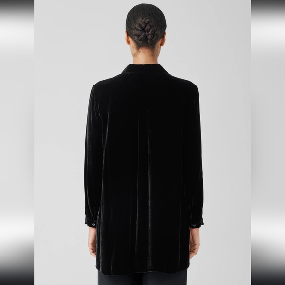 Eileen Fisher Velvet Classic Collar Long Shirt - Picture 2 of 9